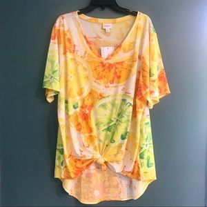 Oversized citrus tee, swimsuit cover, summer tee